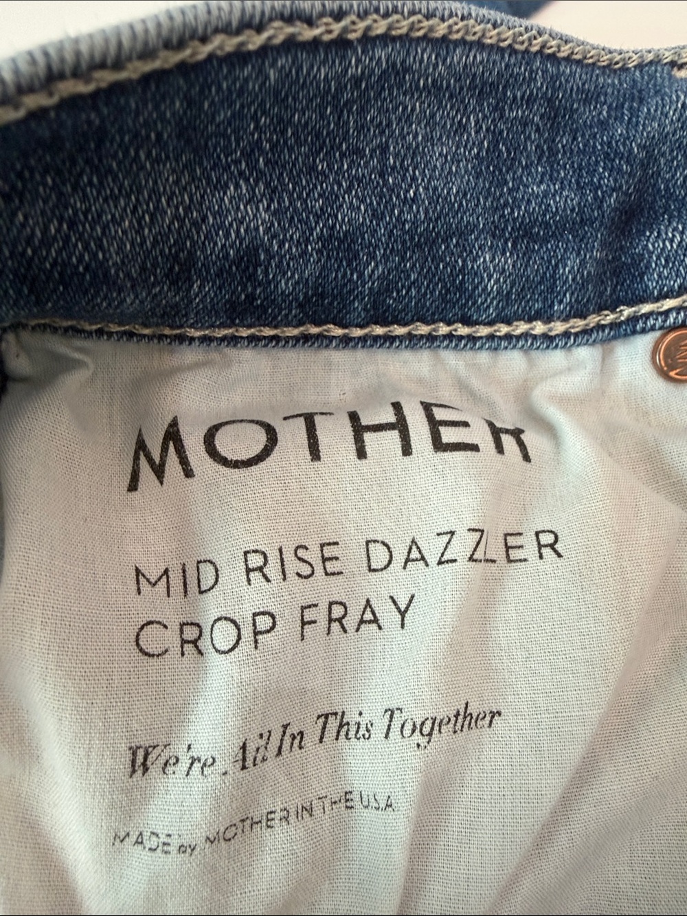 MOTHER Jeans Mid Rise Dazzler Crop Fray Size 25 We’re All In This Together Wash - Picture 11 of 11